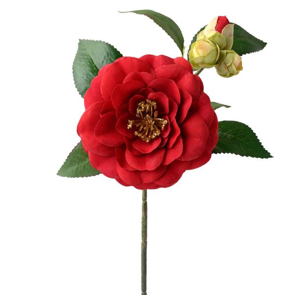 【商品仕様】(材質)※単位はセンチ花径8.5cm全長26cm(ポリエステル・ワイヤー)( allp5 )( nwyrslk ) 正月飾り 花材 材料 パーツ ツバキ 椿 赤 キラキラ 迎春飾り 新春飾り ハンドメイド 手作り デコレーション...