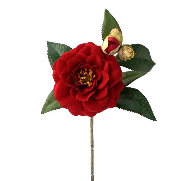 【商品仕様】(材質)※単位はセンチ花径8.5cm全長26cm(プラスチック・ワイヤー)( allp5 )( nwyrslk ) 正月飾り 花材 材料 パーツ ツバキ 椿 赤 ベルベット 迎春飾り 新春飾り ハンドメイド 手作り デコレーショ...