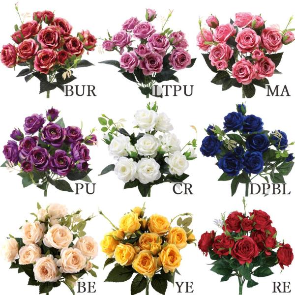 【商品仕様】(素材)全長32cm　花径2〜5.5cm（ポリエステル・ポリエチレン・ワイヤー）( allp5 ) 花束 ブーケ バラ 薔薇 赤いバラ カップ咲き ピンク レッド 赤い薔薇 赤薔薇 青いバラ 白 黄色のバラ 紫 ピンクベージュ ...