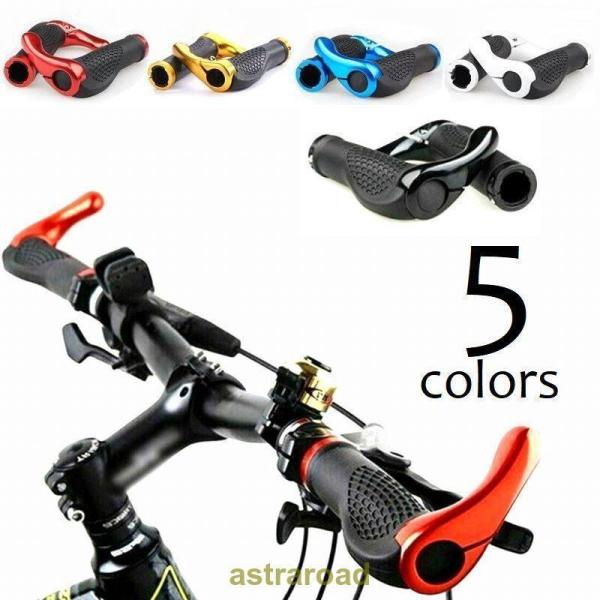 自転車 グリップ バーエンドバー 1ペア クロスバイク マウンテンバイク ハンドルグリップ カバー 滑り止め 自転車パーツ ブラック レッド ブルー