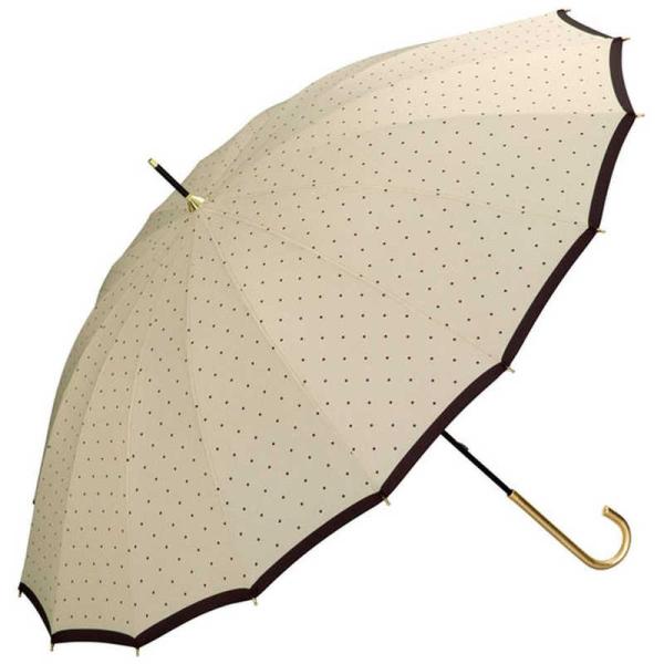 ワールドパーティー　雨傘 長傘 16本骨ピンドット Wpc. [ 晴雨兼用傘 / 55cm ] ベージュ　3303-03-001