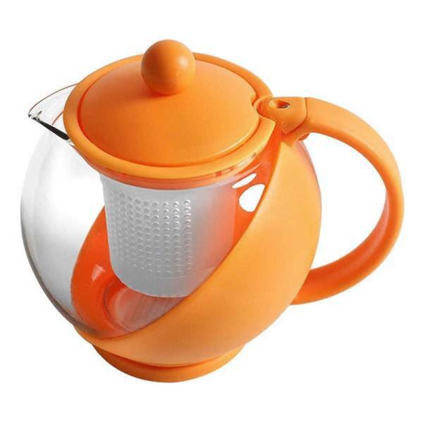 リビング　ティーポット 750ml COLORED 茶こし付き ガラス製 急須 オレンジ　ティーポット750MLCOL