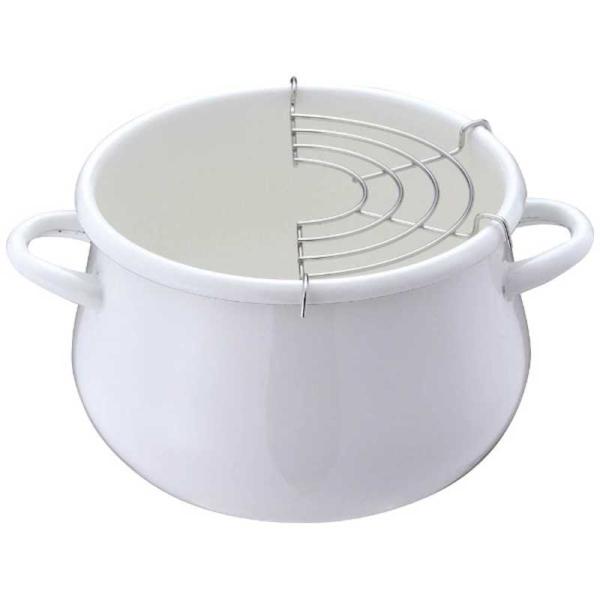 パール金属 プチクック ホーロー 天ぷら 鍋 16cm ホワイト HB1679