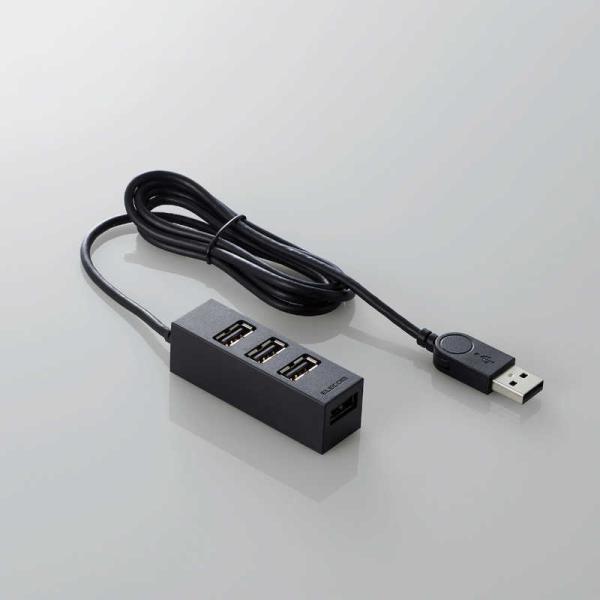 他サイト： エレコム　ELECOM　USBHUB2.0/機能主義/セルフパワー/4ポート/100cm/ブラック　U2H-TZ427SBKの商品画像