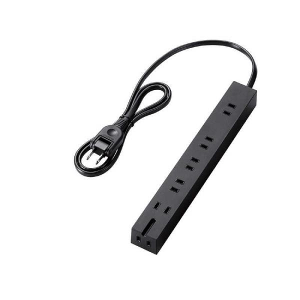 他サイト： エレコム　ELECOM　超強力磁石タップ6個口 内3ピン1 1m ブラック　T-KM01-2610BKの商品画像