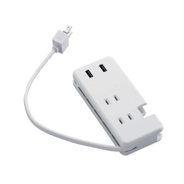 �G���R���@ELECOM�@USB�^�b�v/USB-A×2/�ő�o�͍��v12W/AC3��/�P�[�u�����[ �@MOT-U12-2302WH