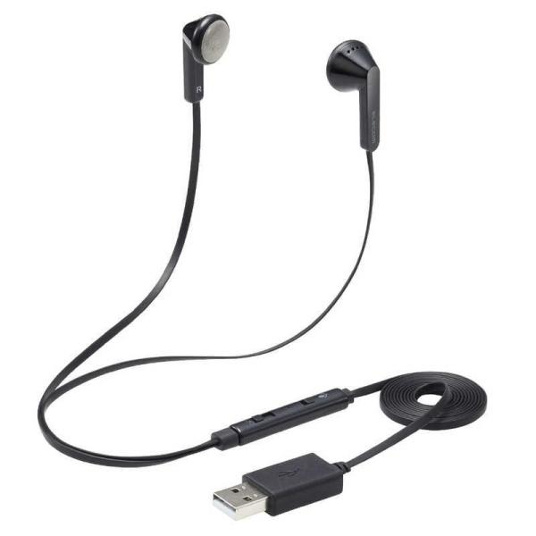 他サイト： エレコム　ELECOM　ヘッドセット ブラック [USB /両耳 /イヤホンタイプ]　HS-EP19UBKの商品画像