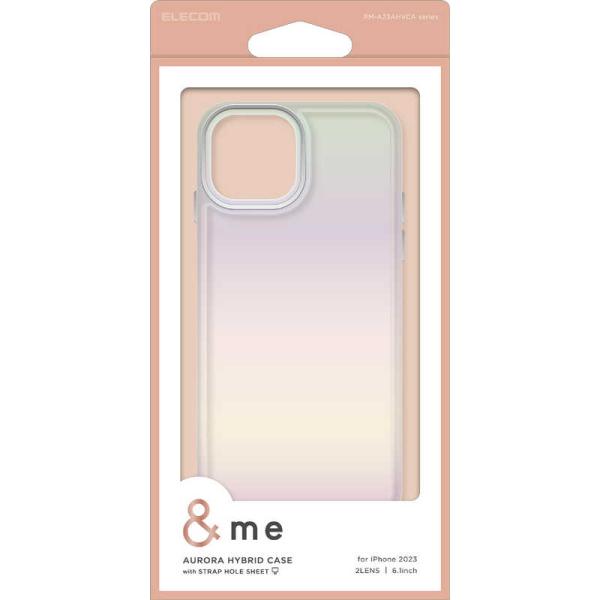 他サイト： エレコム　ELECOM　iPhone 15(6.1インチ) ハイブリッドケース/＆Me/オーロラ/クリア　PM-A23AHVCACRの商品画像