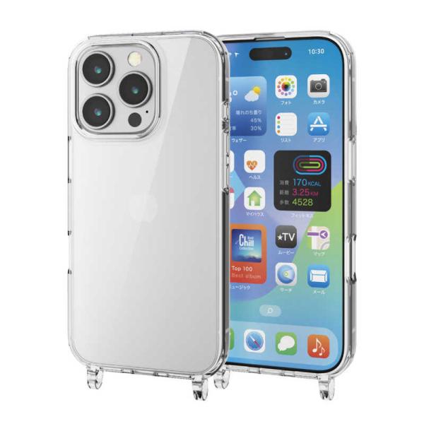 他サイト： エレコム　ELECOM　iPhone 16 Pro(6.3インチ) ハイブリッドケース ストラップホール付き クリア　PMA24CHVCKSHCRの商品画像