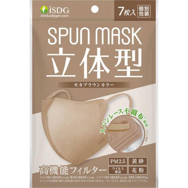No.243 オーダーマスク　ハンドメイド  ブラウン　ドット　おまとめ割 医食同源 SPUN MASK 立体型 7枚入(個別包装) モカブラウン : コジマ