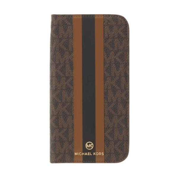�}�C�P���R�[�X�@Folio Case Stripe with Tassel Charm for iPhone 13 Brown�@MKSTBRWFLIP2161