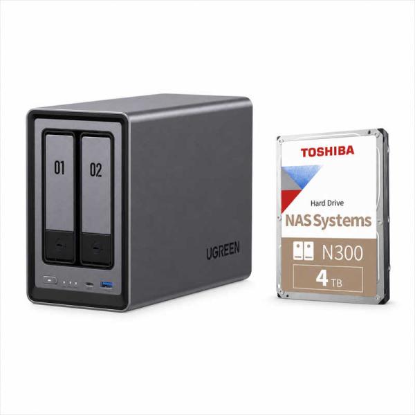 UGREEN　NASync DXP2800 ＋ 東芝HDD N300 4TB×1 バンドルセット　26087