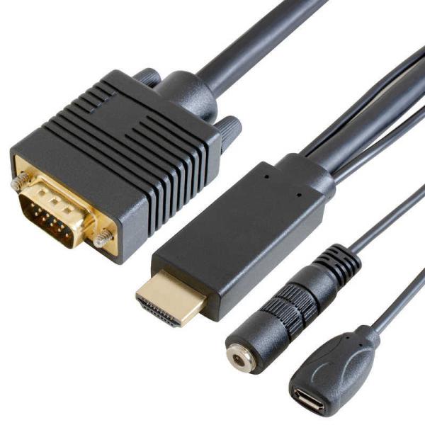 GOPPA�@HDMI��VGA�P�[�u��1m(��3.5�EmicroB�|�[�g����)�u���b�N�@GP-HDV15K-10
