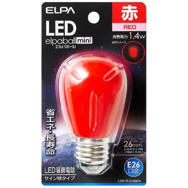 ELPA�@LED�����d�� �T�C�����` LED�G���p�{�[��mini ���b�h [E26/�ԐF]�@LDS1R-G-G904