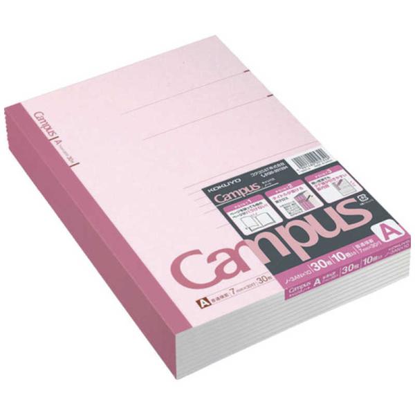 他サイト： コクヨ　ノート Campus(キャンパス) ［セミB5・B5 / 7mm(A罫) / 横罫線］ 10冊パック　3ANX10の商品画像