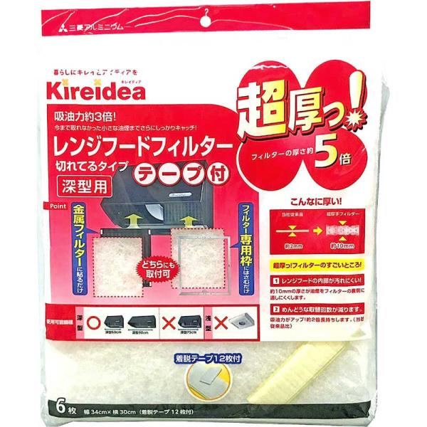 他サイト： 三菱アルミニウム　超厚手深型用フィルター6枚　チョウアツデフカガタフィルター6マイの商品画像