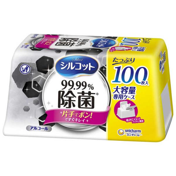 他サイト： ユニチャーム　シルコット99.99%除菌ウェットティッシュ本体大容量100枚　の商品画像