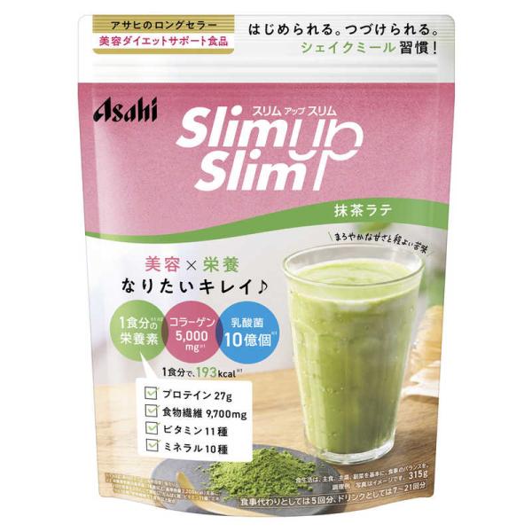 他サイト： アサヒグループ食品　Slimup Slim（スリムアップスリム） 酵素+スーパーフード 抹茶ラテ 315g  美容・ダイエット 　の商品画像