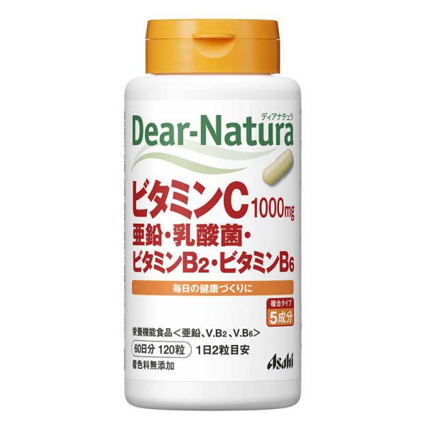 他サイト： アサヒグループ食品　Dear-Natura（ディアナチュラ）ビタミンC・亜鉛・乳酸菌・ビタミンB2・ビタミンB6　60日120粒 栄養補助食品 　の商品画像
