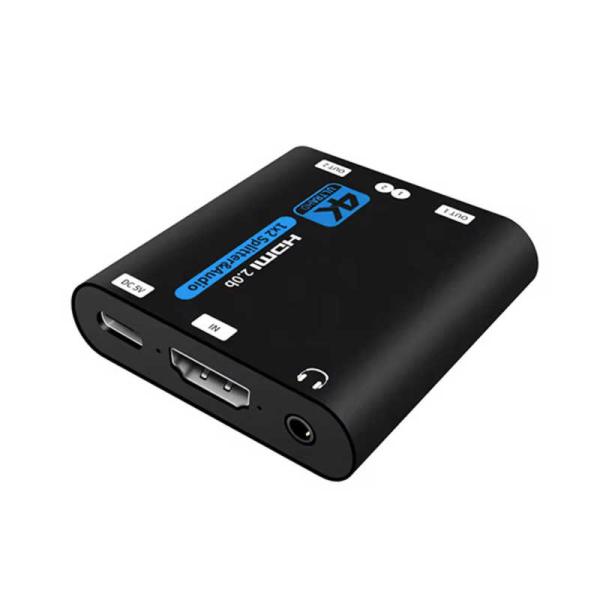 ディスプレイオーディオ　HDMI出力　スプリッター付き YOUZIPPER 4K/60Hz対応 / 1：2 HDMIスプリッター 3.5mmステレオ出力付