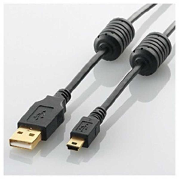 �G���R���@ELECOM�@5.0m USB2.0�P�[�u���uA�v�́uminiB�v �u�t�F���C�g�R�A�t�^�C�v�v�@U2C-MF50BK