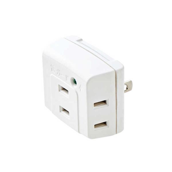 他サイト： エレコム　ELECOM　雷ガード付きトリプルタップ(2ピン式・3個口)　T-KTR01WH (ホワイト)の商品画像