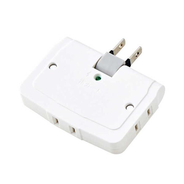 他サイト： エレコム　ELECOM　雷ガード付きトリプルタップ(2ピン式・3個口)　T-KTR04WH (ホワイト)の商品画像