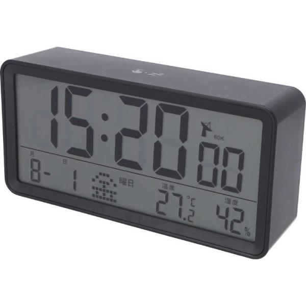 不二貿易 電波デジタル置時計 ラージ ブラック 60693 : コジマYahoo!店