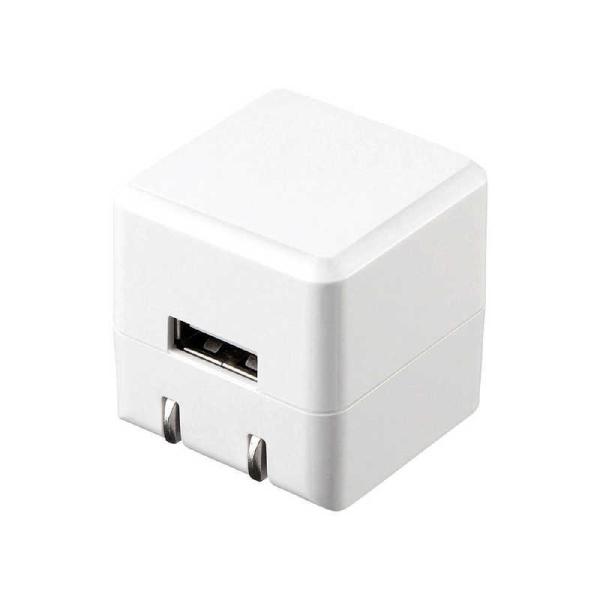 他サイト： サンワサプライ　キューブ型USB充電器(1A・高耐久タイプ・ホワイト)　ACA-IP70Wの商品画像