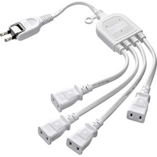 他サイト： サンワサプライ　ACアダプタ専用電源延長コード(2P・4個口・0.5m)　TAP-EX4WNの商品画像