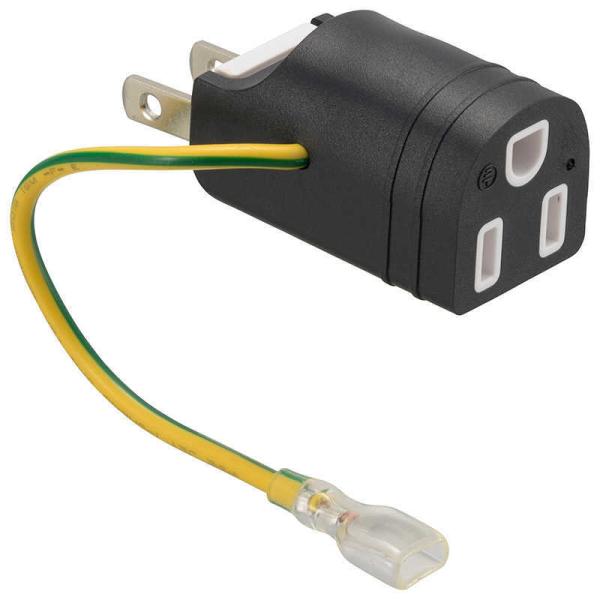 他サイト： オーム電機　接地アダプターフリープラグ 変換用 アース端子カバー付き　HS-TM1EFP3-Kの商品画像