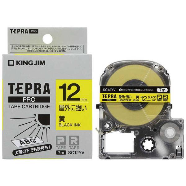 他サイト： TEPRA テプラ PROテープ 屋外に強い(黄/黒文字・12mm幅x7m)の商品画像