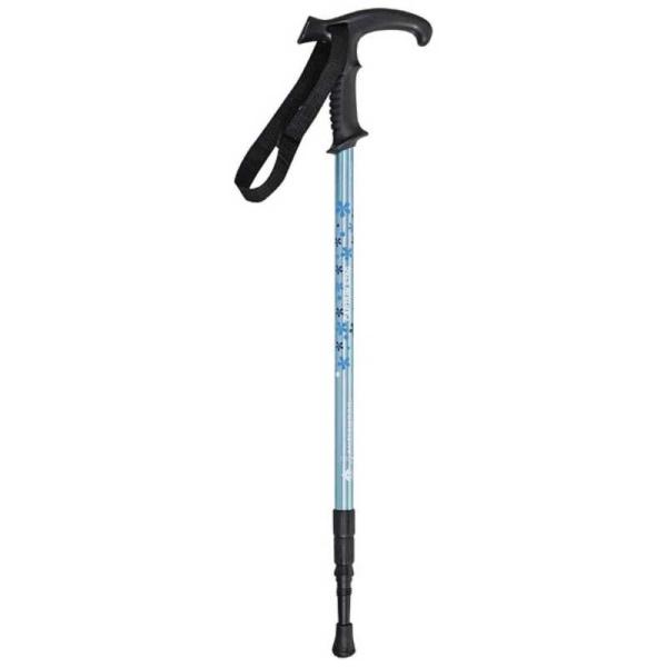 他サイト： キャプテンスタッグ　トレッキングステッキ Tグリップ(3段スライド式) ブルー フラワー M-9856　M9856の商品画像