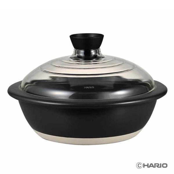 他サイト： ハリオ　フタがガラスの土鍋9号 ホワイト　GDN-255-B-Wの商品画像