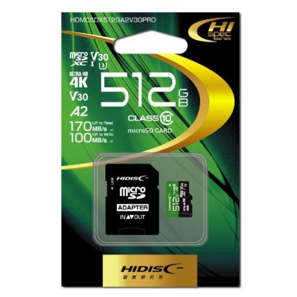 HIDISC@microSDXCJ[h  R170V[Y (512GB /Class10)@HDMCSDX512GA2V30PRO