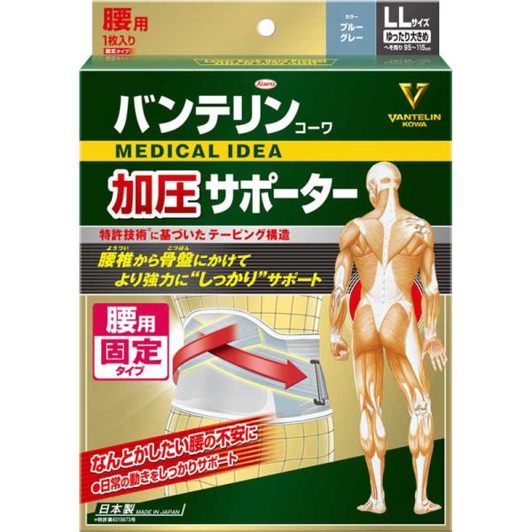 KOWA　VANTELIN KOWA(バンテリンコーワ) サポーター 腰用 しっかり加圧タイプ ゆったり大きめ ブルーグレー(1枚入)〔サポーター〕　