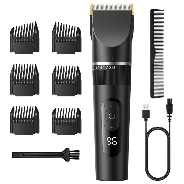 他サイト： バリカン2024新登場 USB充電式ヘアーカッター 電動バリカン バリカンメンズ 5段階刈り高さ調節 3段階スピード LEDディスプレイ 大の商品画像