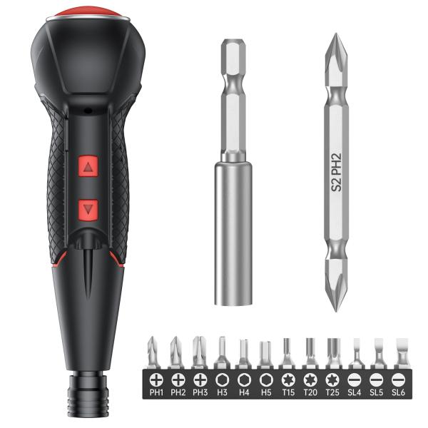 【商品名】　AAL 電動ドライバー 小型 携帯 手持ち Type-C USB充電式 人間工学設計 滑り止め 軽量 手動兼用 高輝度LEDライト 正逆転切 【商品説明】　・【最新強化版電動ドライバー・手動兼用】この電動ドライバーは全銅モーター...