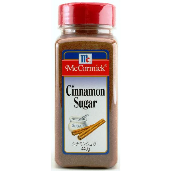 【商品名】　マコーミック シナモンシュガー 440g 【商品説明】　・グラニュー糖とシナモンのミックス・内容量:440g・原材料:砂糖(国内製造)、シナモン(ベトナム、中国)・商品サイズ(高さx奥行x幅):14.7cm×7.8cm×6.2c...