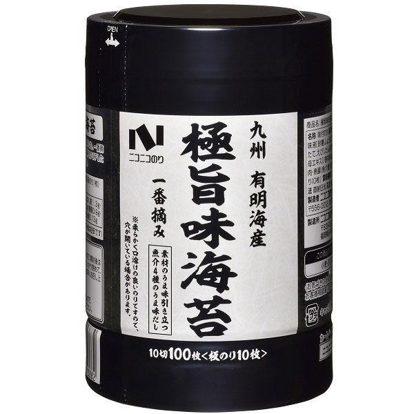 セール 極旨 味のり卓上 一番摘み 化学調味料無添加 九州有明海産 10切100枚＜板のり10枚＞ 1個 ニコニコのり