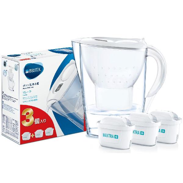 【大特価セール・数量限定】ブリタ（BRITA）浄水器 ポット型 ピッチャー マレーラ スターターパック ピュアパフォーマンス カートリッジ3個付