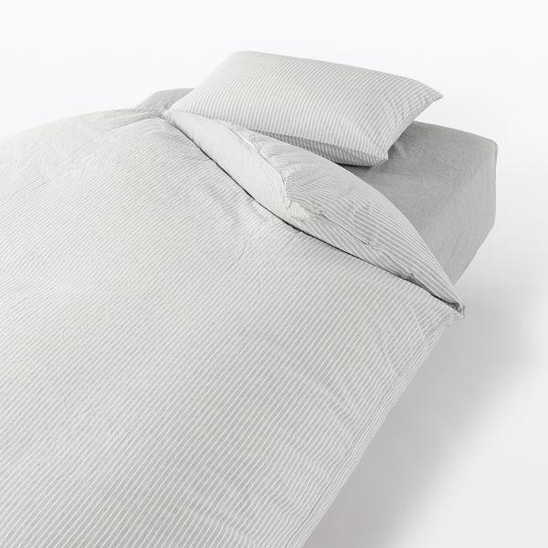 無印良品 再生コットン入り洗いざらしふとんカバーセット ベッド用 Ss S シングルサイズ 杢ライトグレーストライプ 良品計画 Lohaco Paypayモール店 通販 Paypayモール