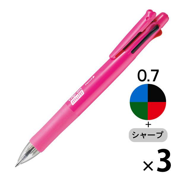 多機能ボールペン クリップ-オンマルチF キューティーピンク軸 4色0.7mmボールペン+シャープ 3本 B4SA1 ゼブラ