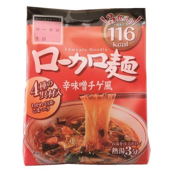 【アウトレット】アイケイ ローカロ麺 辛味噌チゲ風3食入 1個（3食入）　インスタント　カロリー控えめ　こんにゃく粉