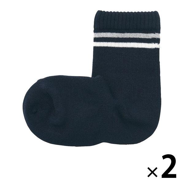 無印良品 足なり直角 かかとに合う 靴下 ライン入り キッズ 19 23cm ネイビー柄 1セット 2足組 良品計画 Nj Lohaco Yahoo 店 通販 Yahoo ショッピング