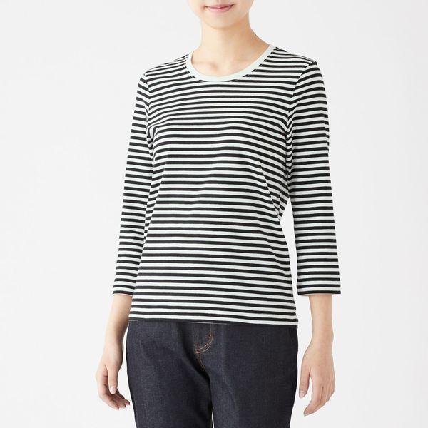無印良品 インド綿天竺編み七分袖tシャツ 婦人 S 白 黒 良品計画 Lohaco Paypayモール店 通販 Paypayモール