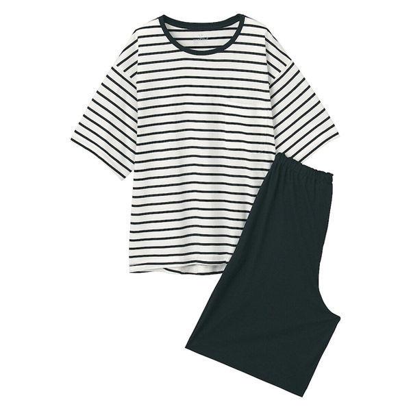 無印良品 脇に縫い目のない 天竺編み半袖ルームウエアセット 婦人 L Xl 黒ボーダー 良品計画 Lohaco Paypayモール店 通販 Paypayモール