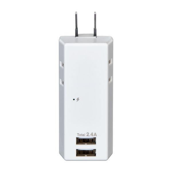 お得な情報満載 電源タップ USB充電器 2個口 USB-A×2 耐雷USBタップ 合計2.4A UA-222SB 1個 ELPA1 480円