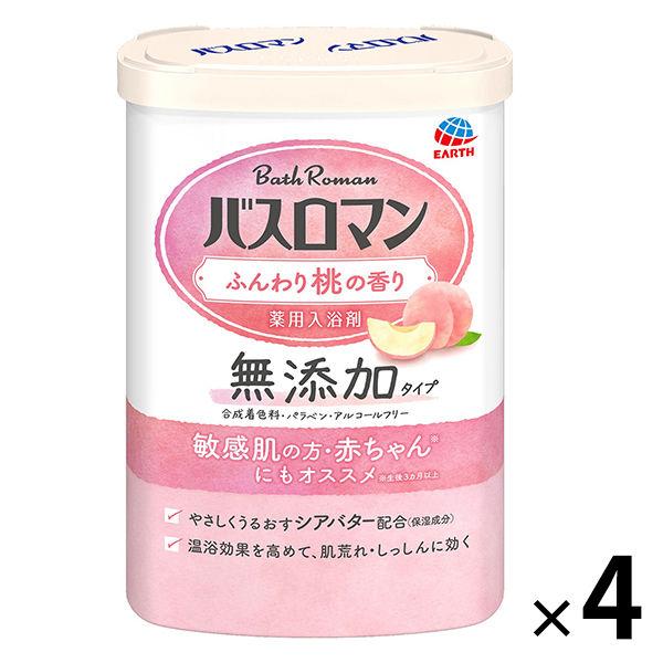 入浴剤 温泉の素 バスロマン 入浴剤 粉末 無添加タイプ ふんわり桃の香り 600g 4個 アース製薬 Lohaco Paypayモール店 通販 Paypayモール