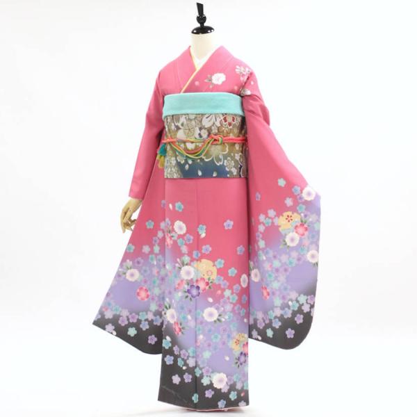 正絹振袖セット】古典柄☆半衿 帯締め帯揚げ付き 小柄さん向け